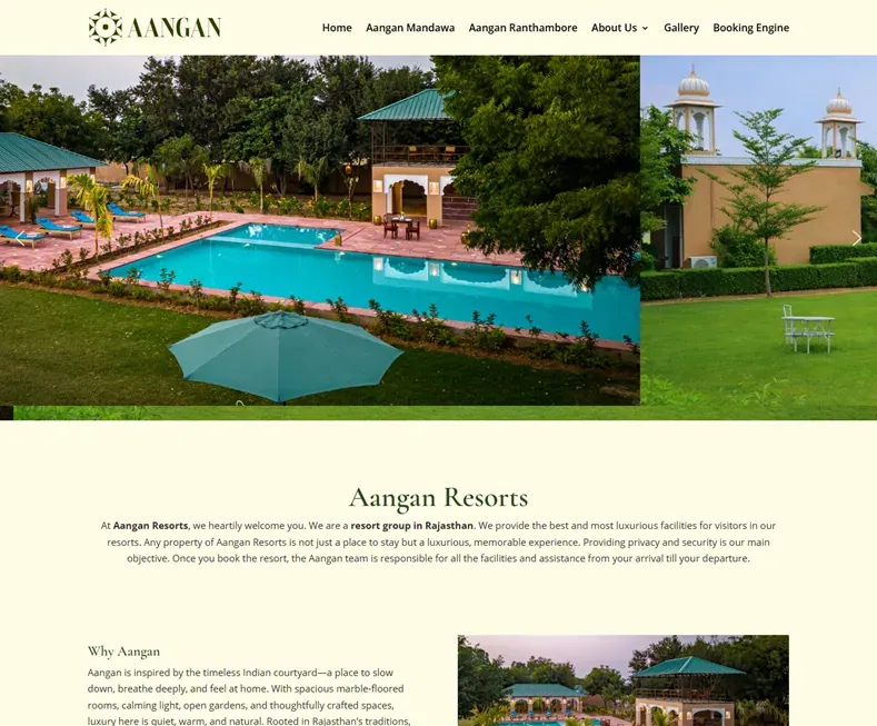Aangan Resorts website