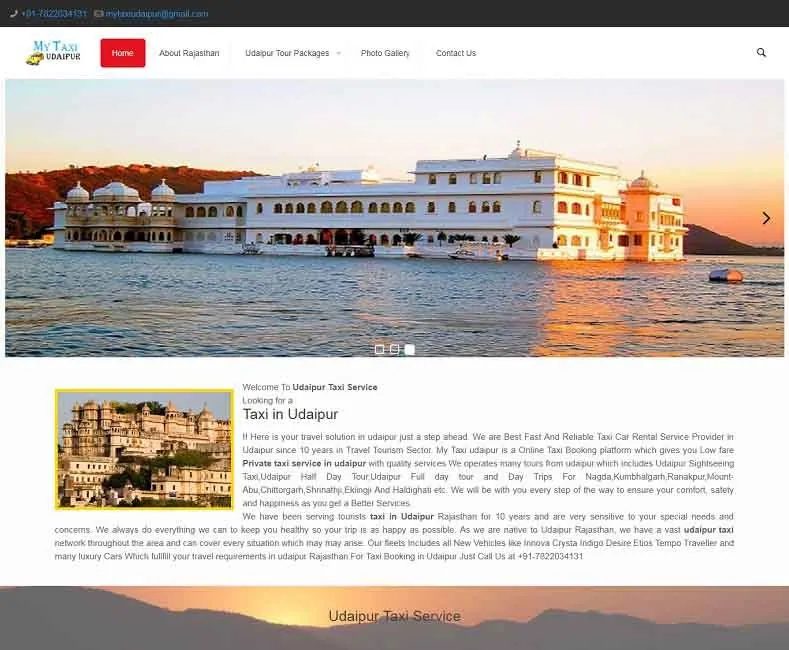 My Taxi Udaipur website